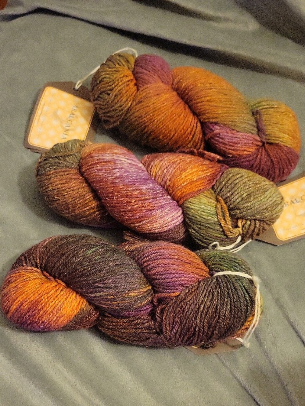 Multicolor Hand-Dyed Yarn Skein - Green, Purple, Orange, Brown - Picture 4 of 4